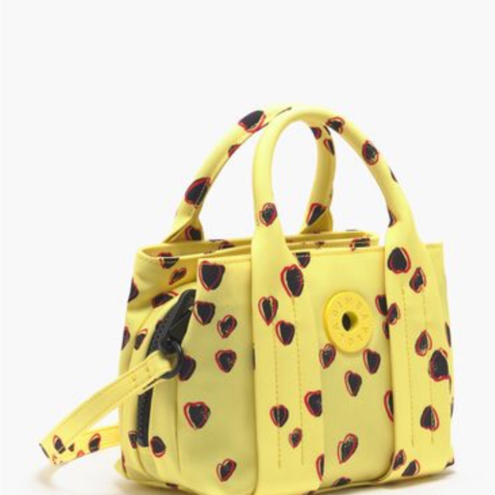 Vibrant Yellow Heart-Patterned Mini Bag